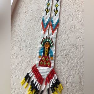 Vintage Beaded Necklace Aztec chief Native American Style